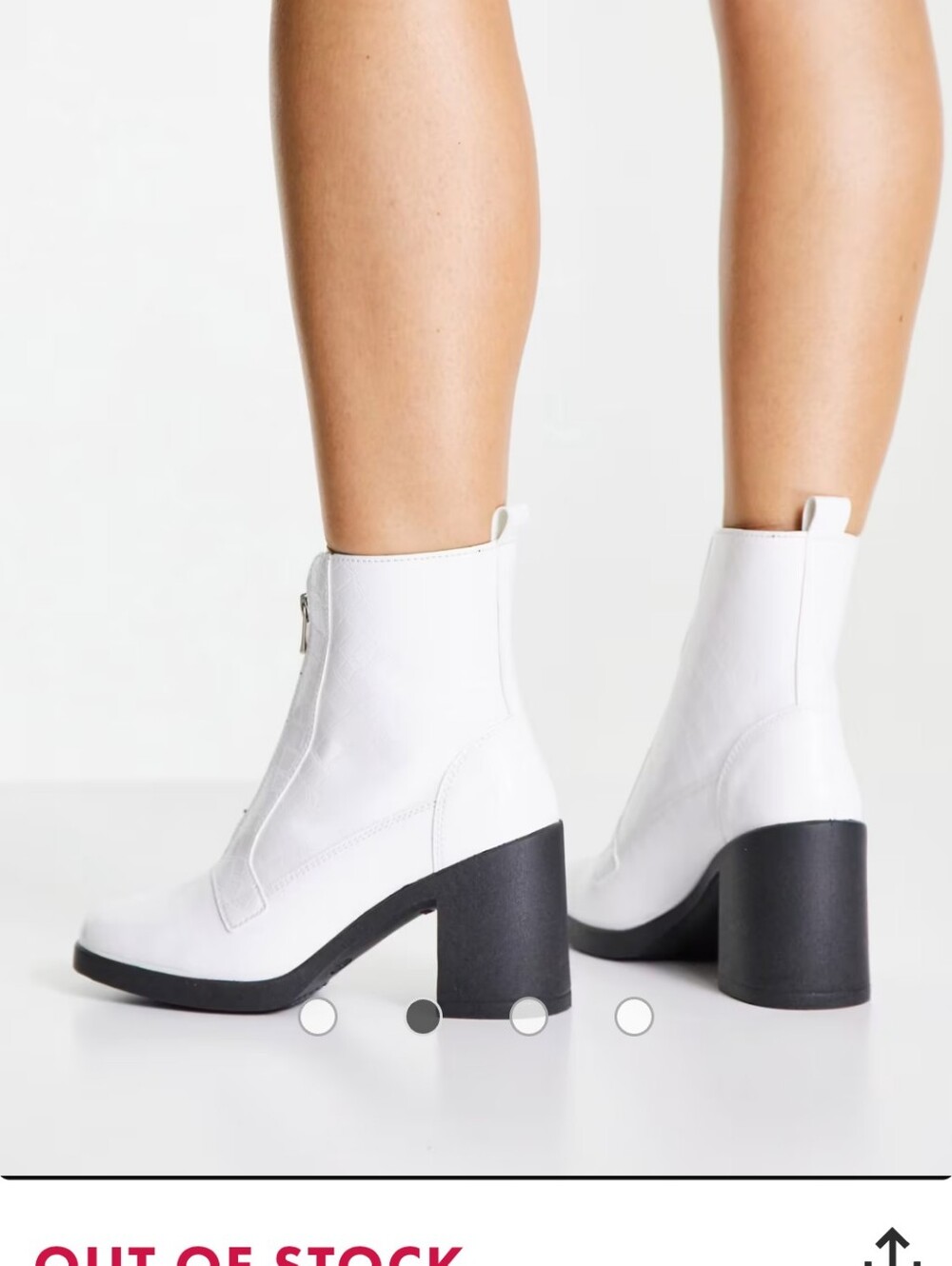 Miss Selfridge Abbi off white croc pu zip boots - Picture 3 of 10